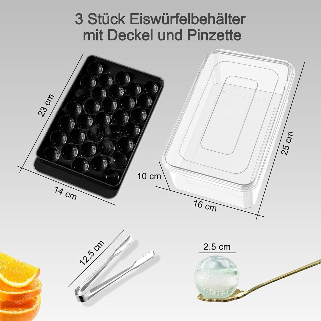 Miaowoof Eiswürfelform mit Deckel und Behälter, 2,5 cm x 99 Stück Runde Eiswürfel, Non-BPA Eiswürfel