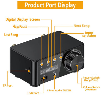 Adeept Mini Bluetooth 5.0 Verstärker Hi-Fi Stereo Klasse D TPA3116 Digitaler Verstärker 50W x 2 Home