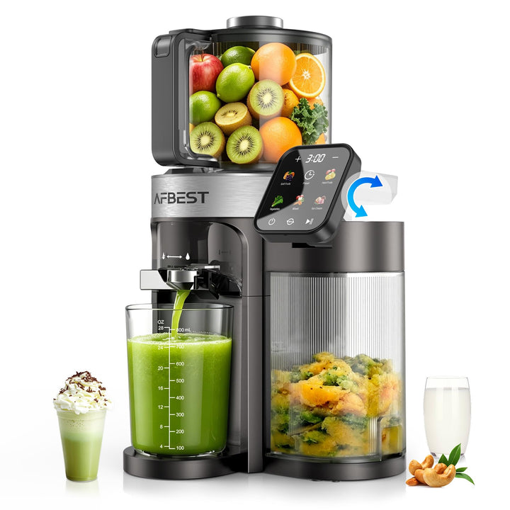 2026 Verbesserter Slow Juicer, Entsafter mit 155 MM Breitem Einfüllschacht und 2,5 L Einfülltrichter