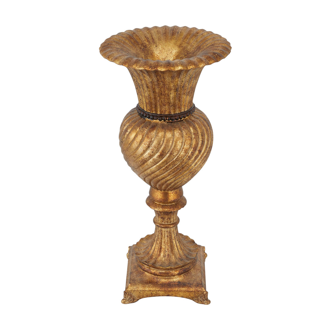 Deco 79 Vase aus Polystein, geschnitzt, 25,4 x 25,4 x 55,9 cm, goldfarben 10" x 10" x 22" Gold, 10"