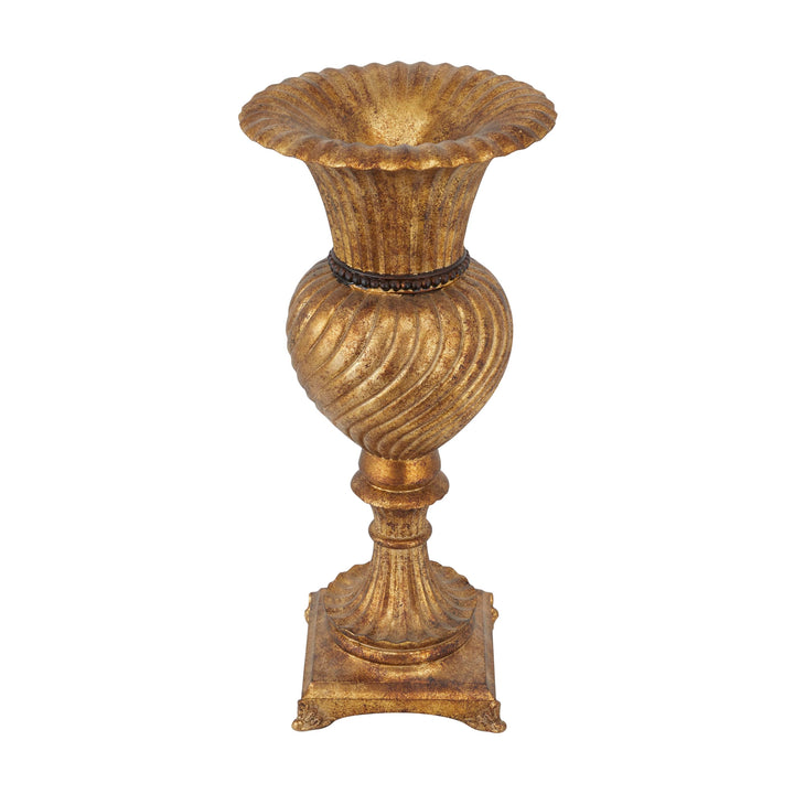 Deco 79 Vase aus Polystein, geschnitzt, 25,4 x 25,4 x 55,9 cm, goldfarben 10" x 10" x 22" Gold, 10"