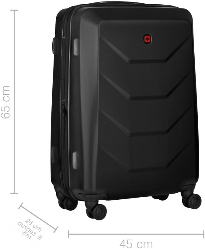 WENGER Prymo Medium Hartschalenkoffer mit 4 Rollen, Trolley, Mittelgross, 59 (67) l, Sicherheitsschl