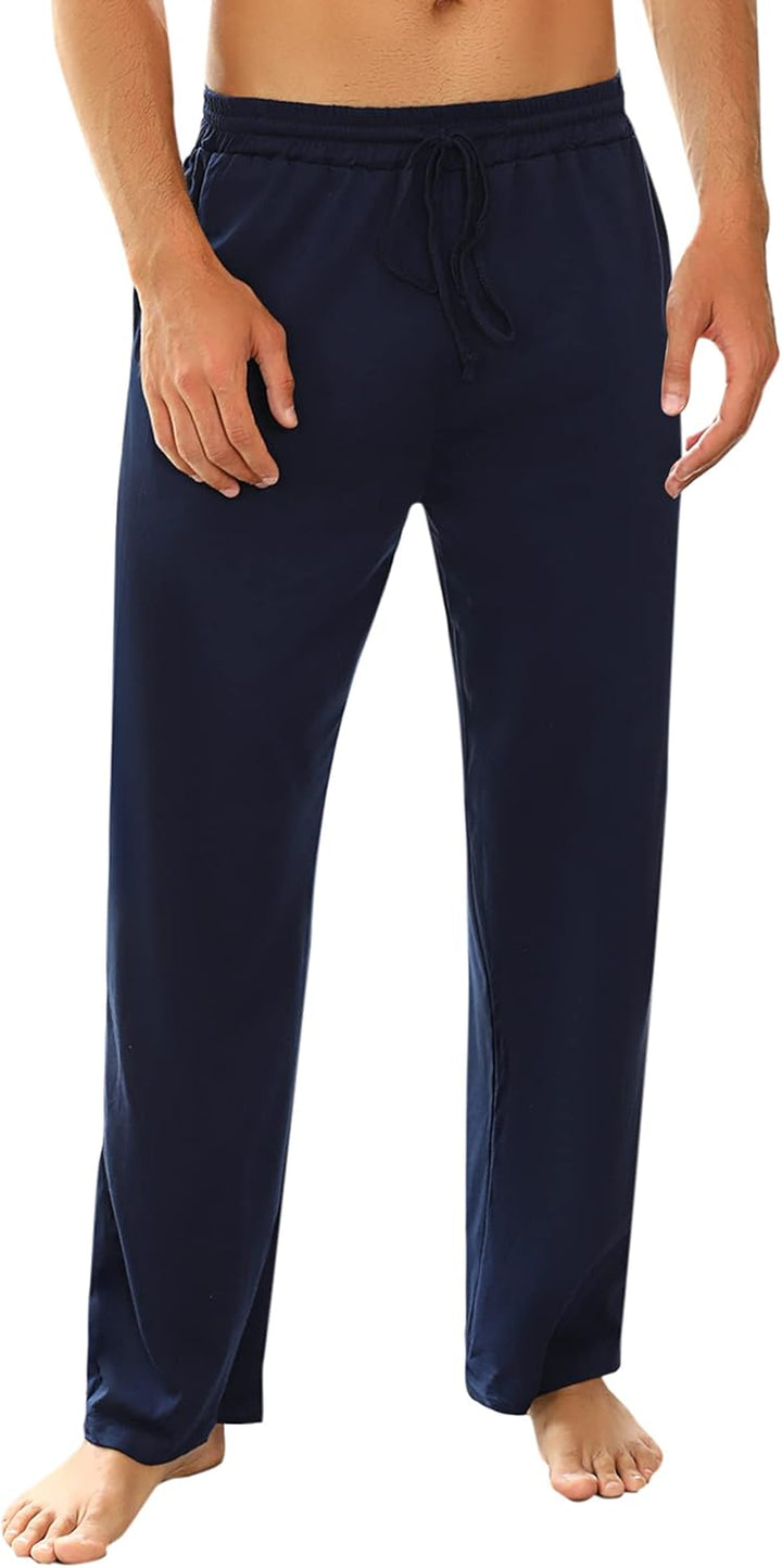 Marvmys 100% Baumwolle Herren Lange Schlafanzughose Einfarbige Pyjamahose Schlafhose Haushose Freize