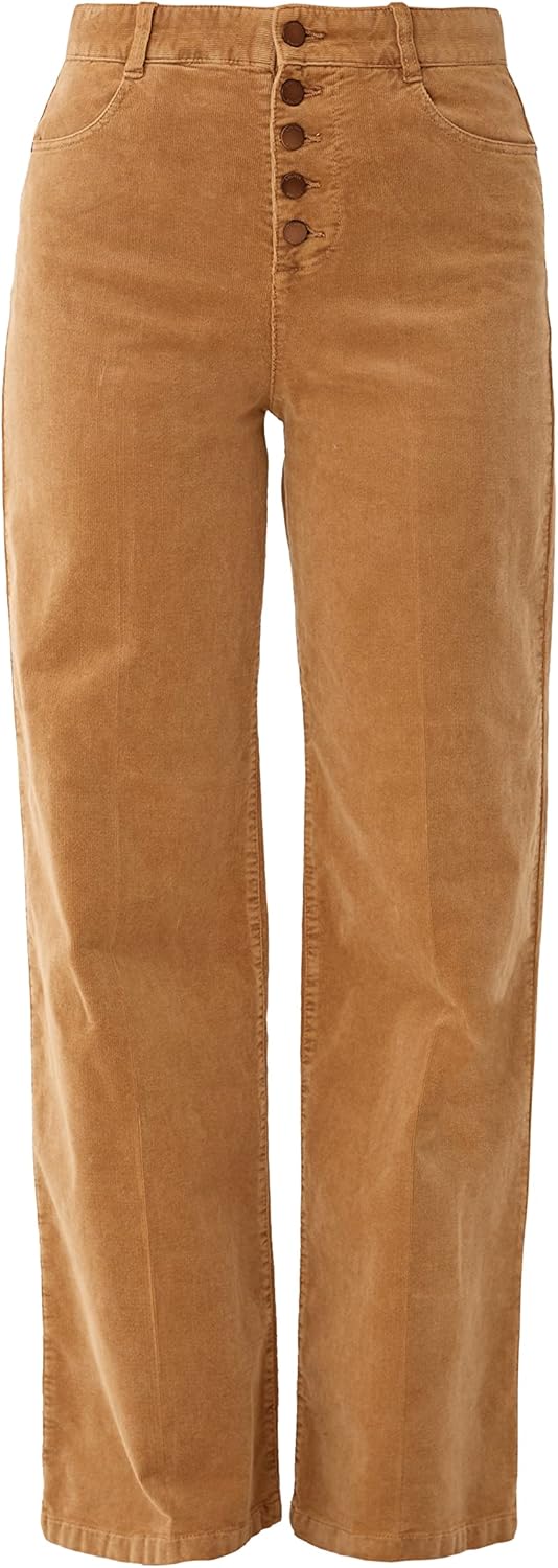 s.Oliver Damen Cordhose mit Knopfleiste, Wide 32-46 Brown 8469, 32-46 Brown 8469