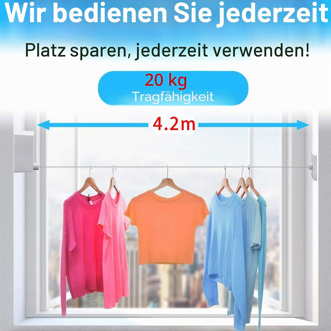JOOM Einziehbare Wäscheleine für den Innenbereich, strapazierfähig, zum Trocknen von Wäscheleine im