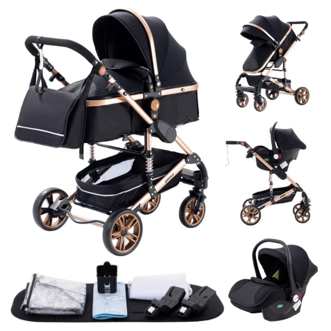 GLOKID Kinderwagen 3 in 1,Reisesysteme, Buggy mit Umkehrbarem Zwei-Wege-Schub,Babywanne Buggy&Sports