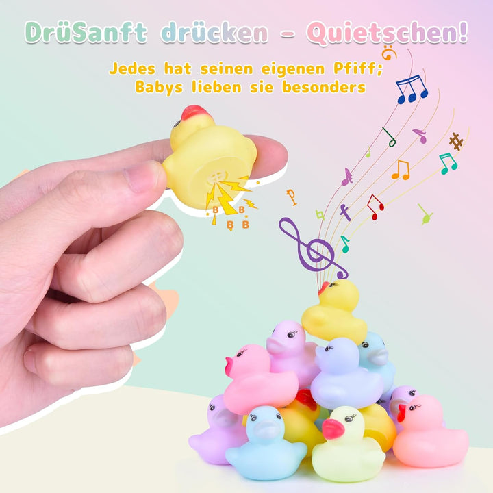 60 Stück Pastellfarbene Badeenten Quietscheentchen aus Gummi Mini Set schwimmendes Badespielzeug für