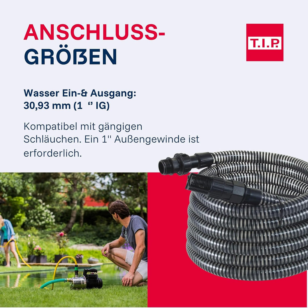 T.I.P. Gartenpumpe Edelstahl (4.000 l/h Fördermenge, 42 m Förderhöhe, 4,2bar Druck, 800W, selbstansa