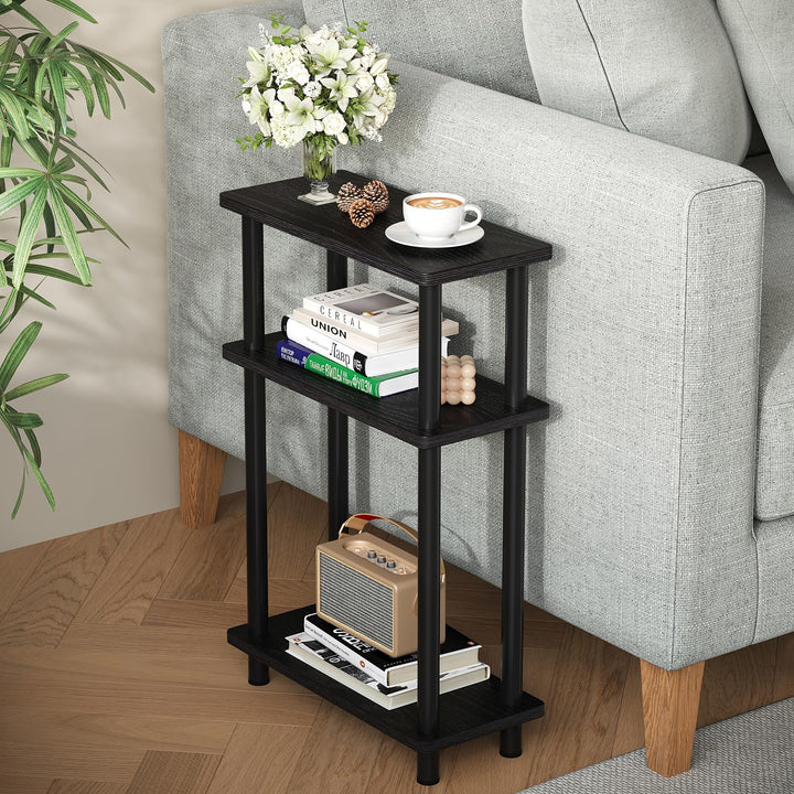 APICIZON Beistelltisch Schmal 3 Tier Beistelltisch Holz, 40x18x61.5CM, Nachttisch Schmal mit Staurau