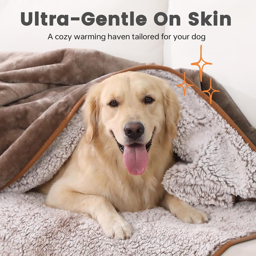 PETTOM Hundedecke Wasserdicht, Hundedecke Flauschig aus Sherpa Fleece, Hunde Decke Sofaschutz, Katze