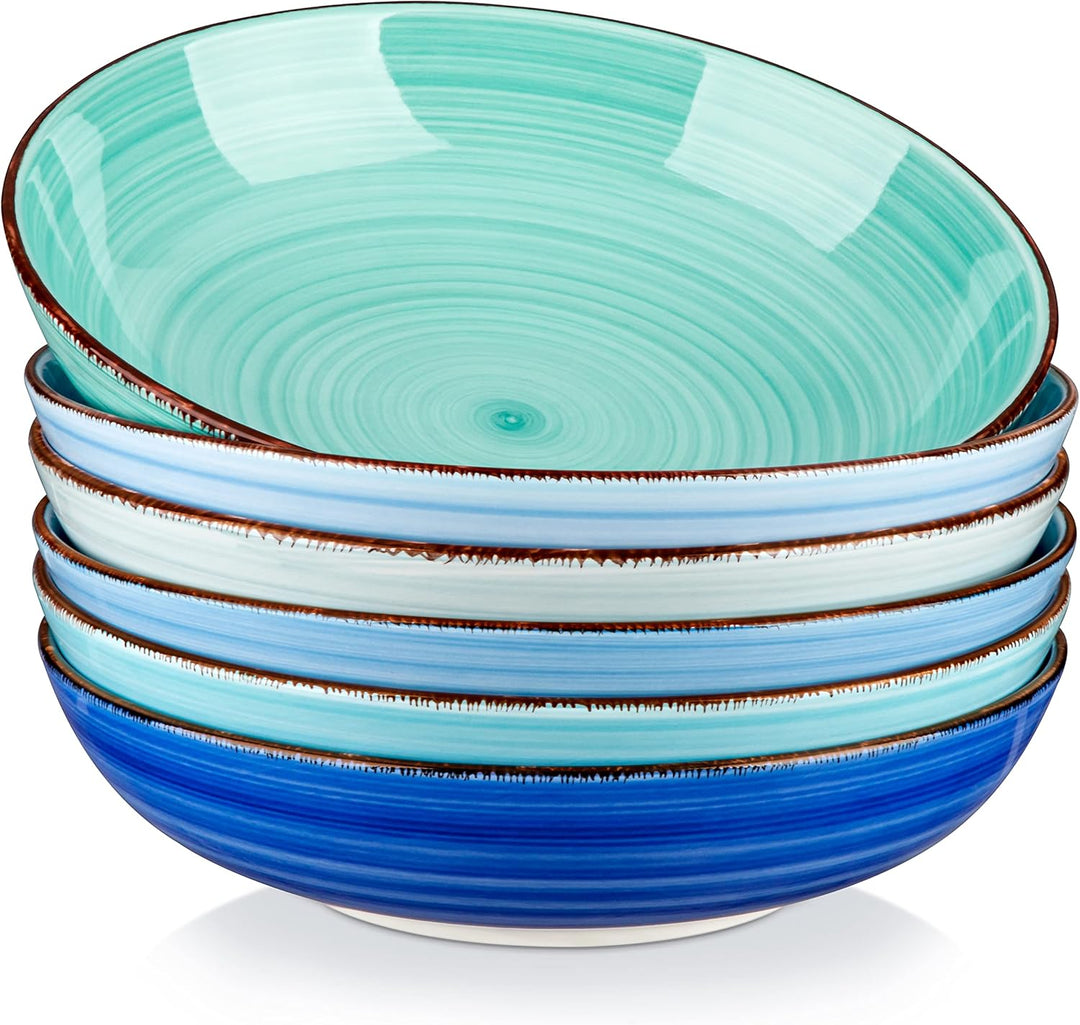 vancasso Suppenschalen Steingut, Bonita Suppenteller 6er Set, Pastateller, Spaghetti Tiefteller, Nud