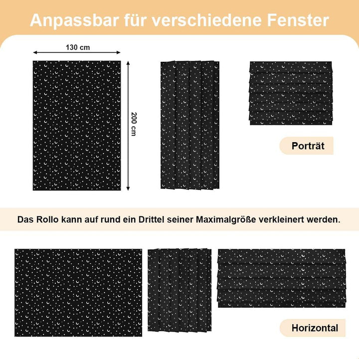 Eurohome Tragbares Verdunkelungsrollo mit Saugnäpfen verstellbar und leicht Ohne Bohren für Kinderzi