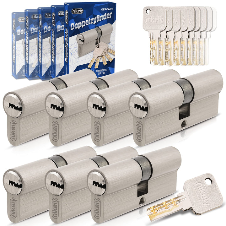 GERCAR Pro Gleichschliessend 7x Schliesszylinder 30/30 Set 7 Profilzylinder inkl. 35 Schlüssel - 60