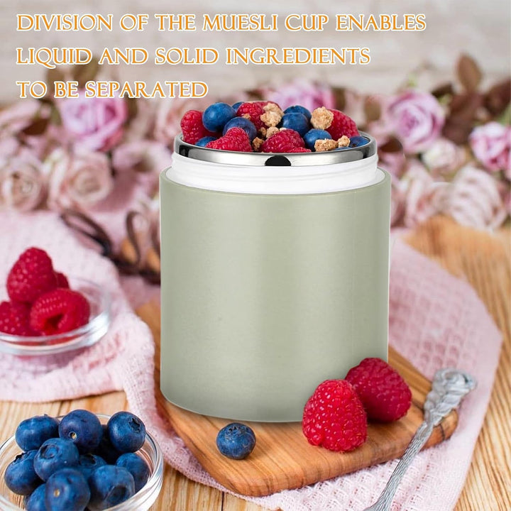 Chedin Müslibecher To Go mit Deckel, Edelstahl Porridge Becher 730ml Auslaufsicher joghurtbecher to