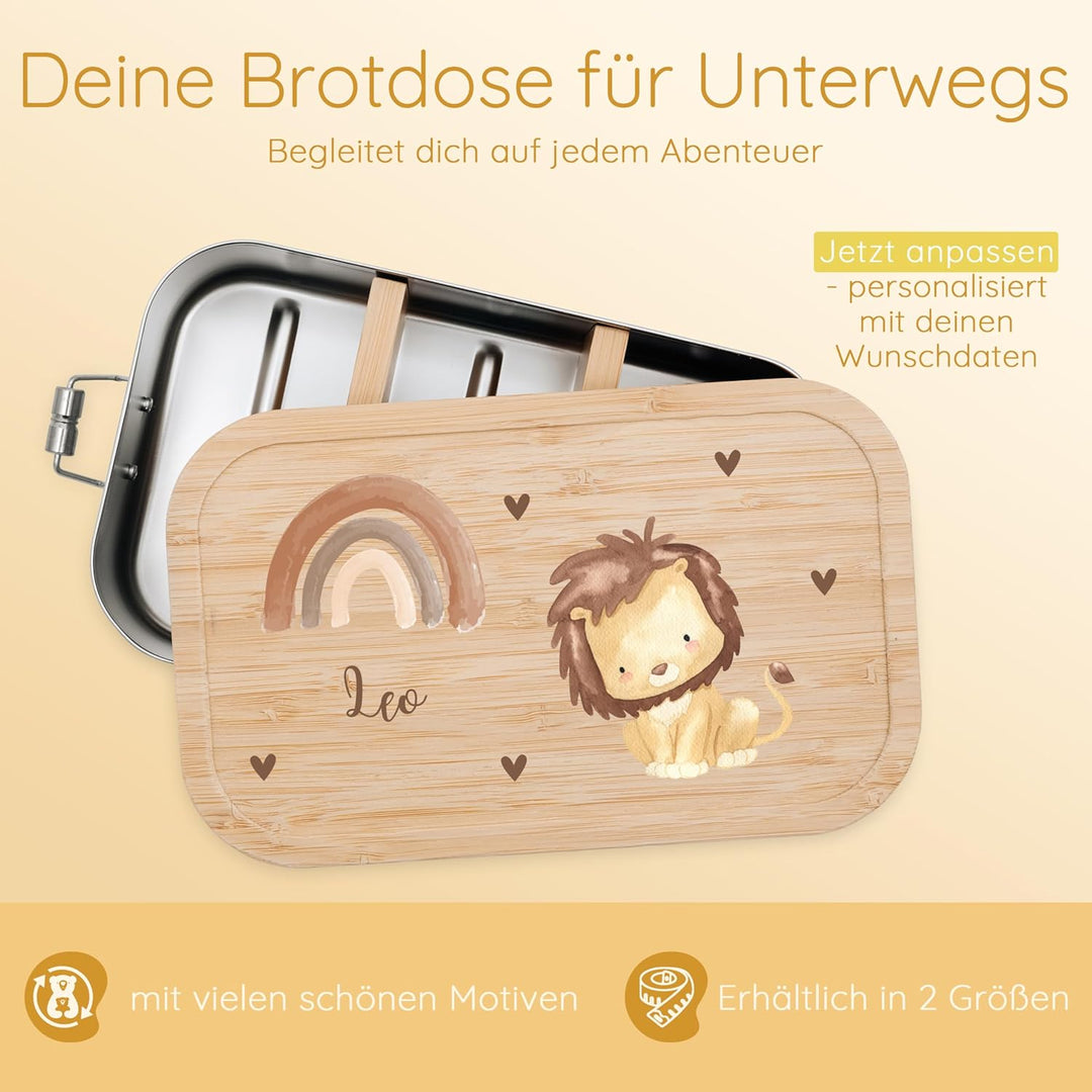 Personalisierte Brotdose für Kinder mit Spezial-Druck - Robuste Edelstahl Brotdose - Personalisierte