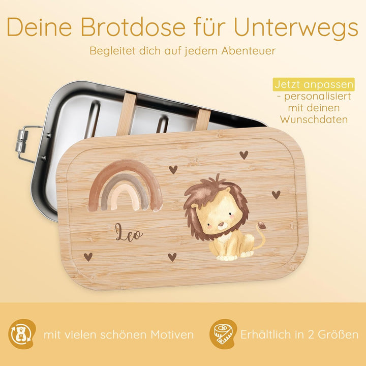 Personalisierte Brotdose für Kinder mit Spezial-Druck - Robuste Edelstahl Brotdose - Personalisierte