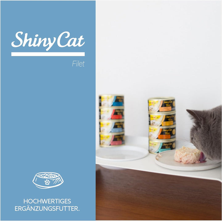 GimCat ShinyCat Filet Thunfisch - Katzenfutter mit saftigem Filet ohne Zuckerzusatz für ausgewachsen