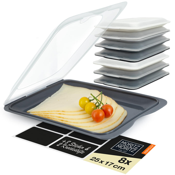 Moritz & Moritz Aufschnittdosen 8er Set Aufschnittbox stapelbar - Frischhaltedosen mit Deckel zur Au
