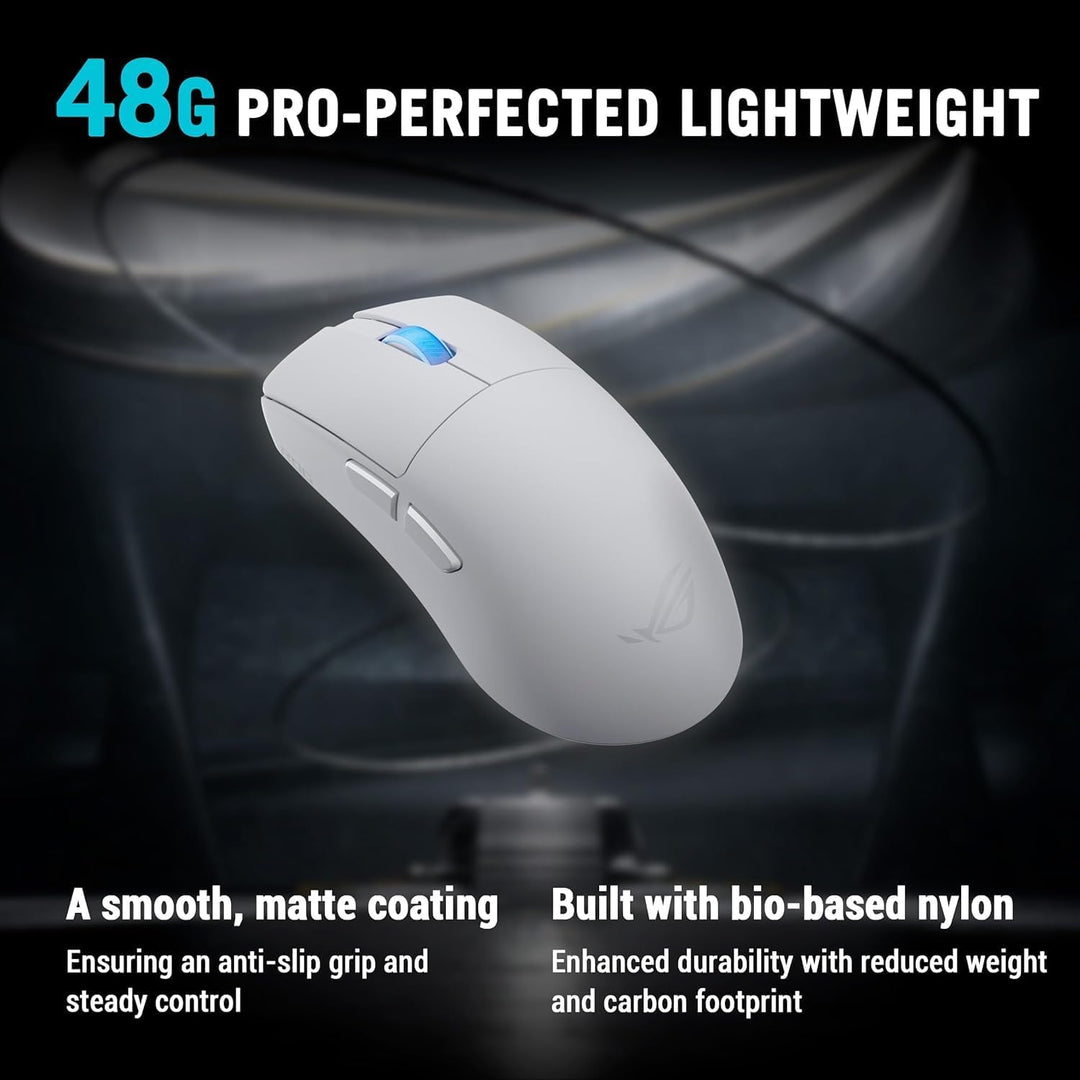 ASUS ROG Harpe II Ace White Wireless Gaming Maus (48 Gramm, semisymmetrische Esport Mouse, ROG AimPo