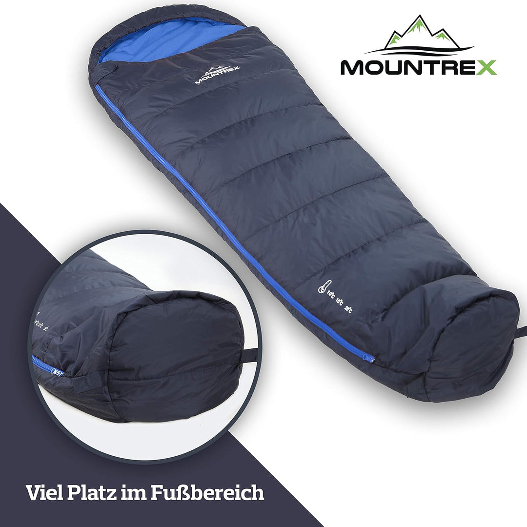 MOUNTREX Schlafsack Winter Sommer - Kleines Packmass & Ultraleicht (760g/1500g) - Outdoor Camping So