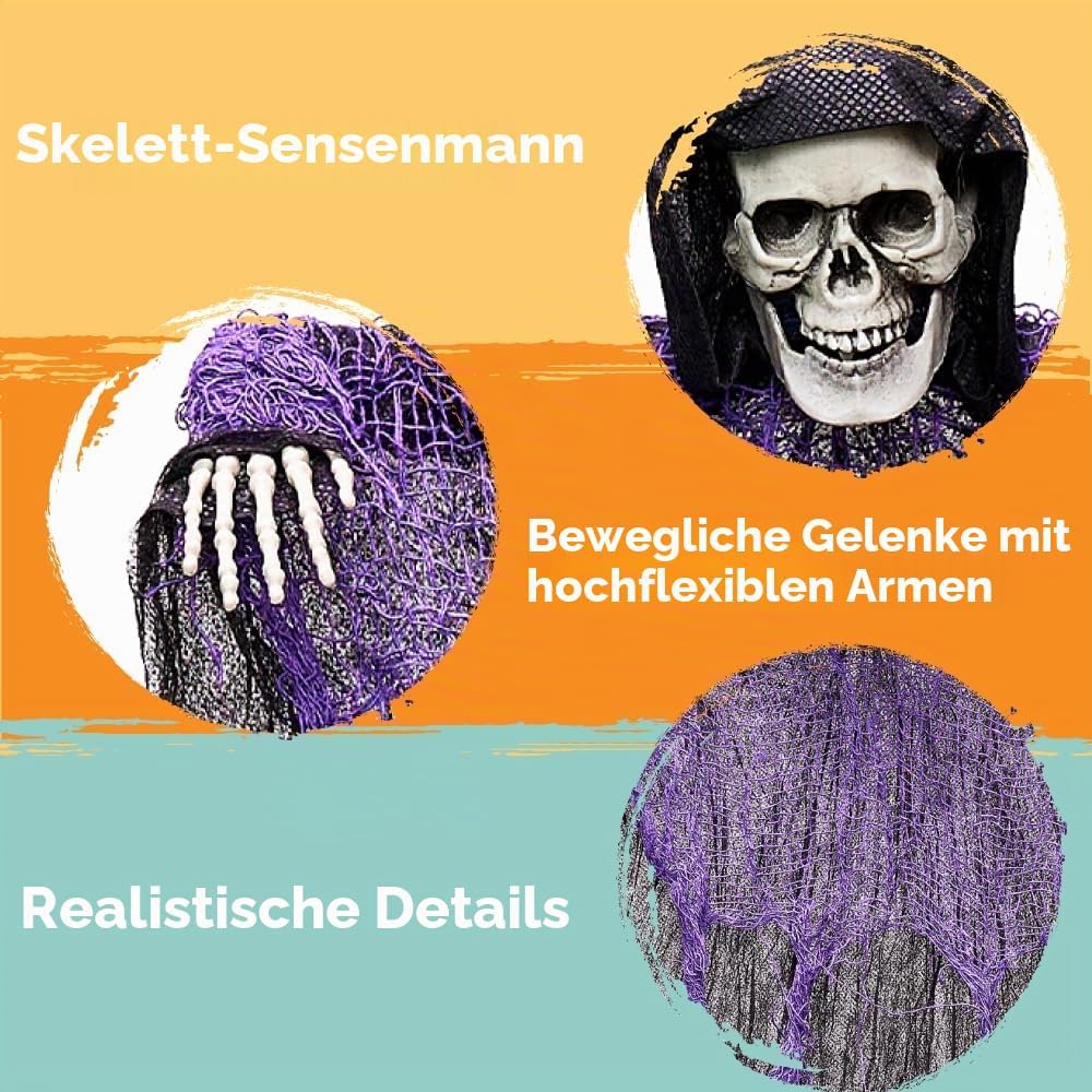 JOYIN 5 Stück Halloween hängende Sensenmänner, 70,1 cm, hängende Skelett Geister für Beste Halloween