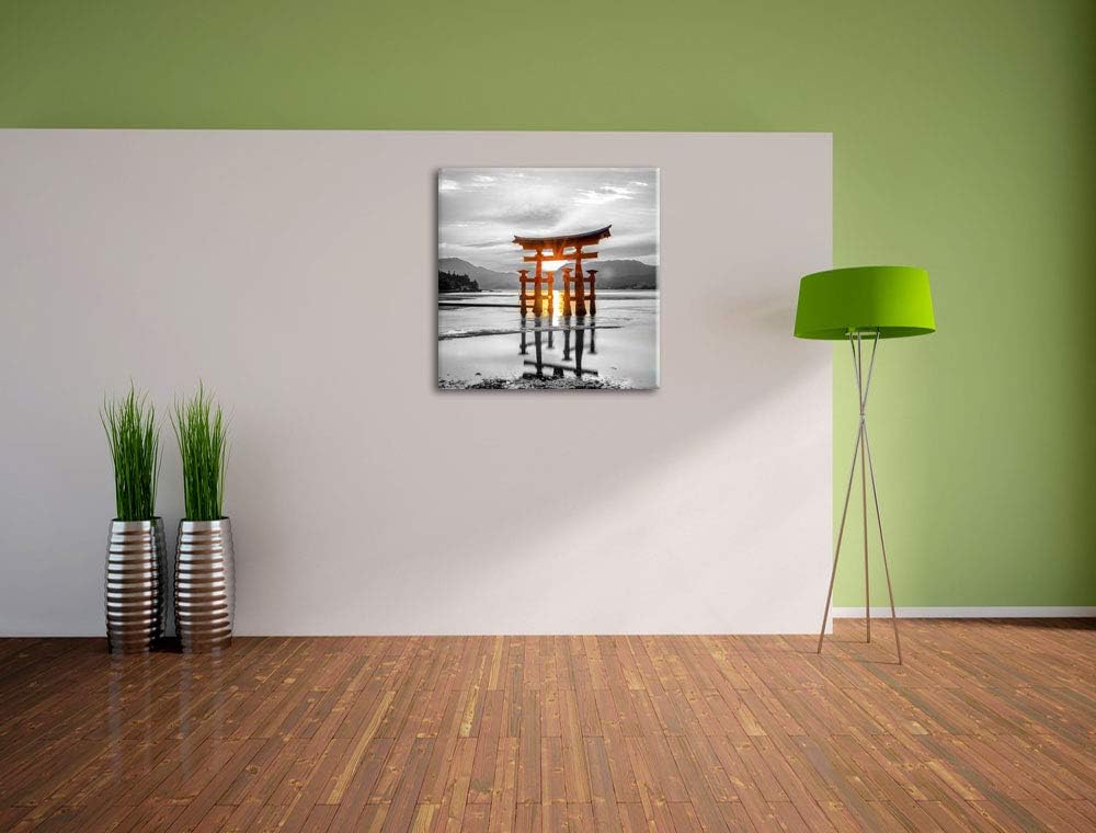 Pixxprint schönes Torii in Miyajima als Leinwandbild Quadratisch/Grösse: 70x70 / Wandbild/Kunstdruck