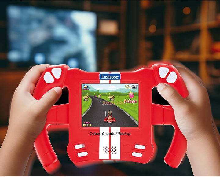 Lexibook, Cyber Arcade Racing, Bewegungsgesteuerte Rennkonsole, 30 Renn-, Action- und Puzzlespiele,