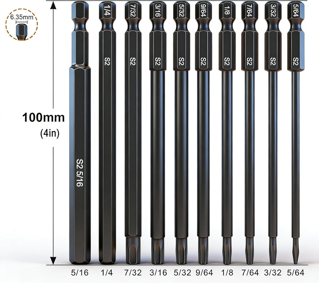 CYLBAQ 20 teilig 100mm Hex Schraubendreher Bits Set,1/4" Allen Key Magnetische S2 Hexagon Innensechs