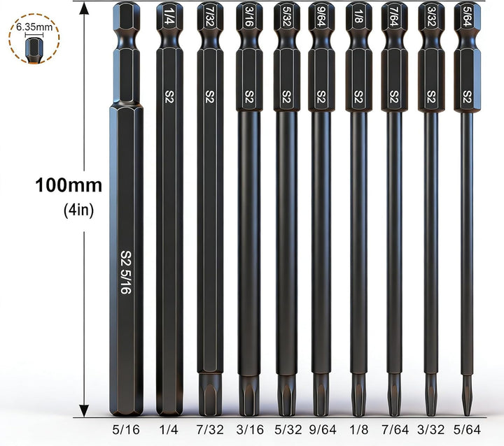 CYLBAQ 20 teilig 100mm Hex Schraubendreher Bits Set,1/4" Allen Key Magnetische S2 Hexagon Innensechs