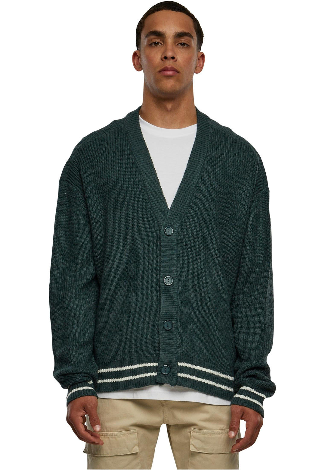 Urban Classics Sporty Boxy Cardigan, modische Herren Strickjacke in Oversize Fit Passform, erhältlic