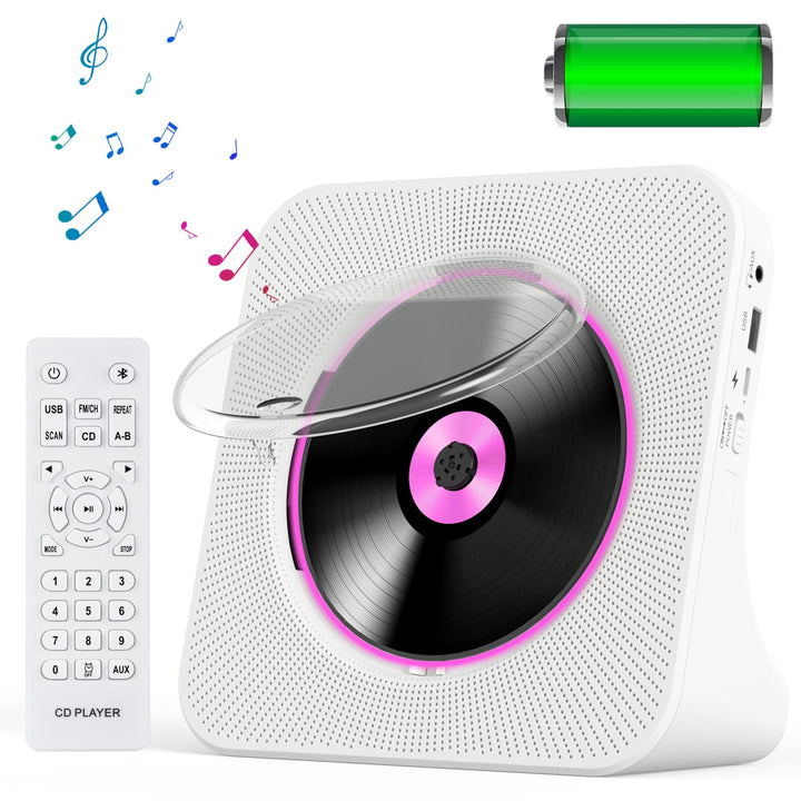 KOVCDVI Tragbarer CD Player mit Akku CD Player Bluetooth mit Lautsprecher 5.0 CD-Player Desktop mit