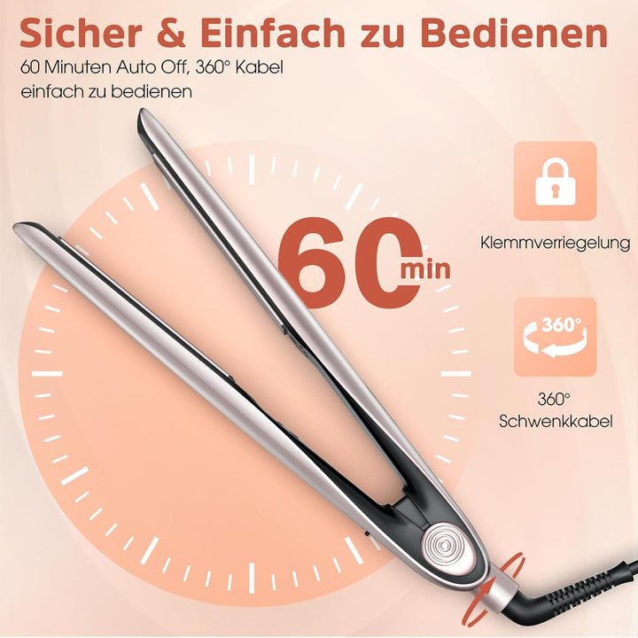 Glätteisen Locken und Glätten - Professional Ionen Haarglätter Weniger Frizz &amp; Statische Aufladung,