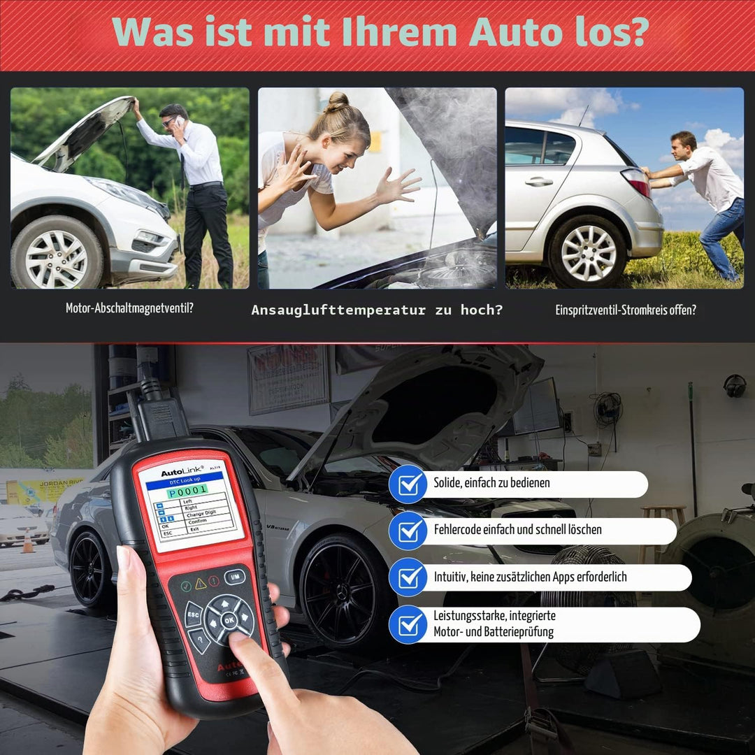 Autel AutoLink AL519 OBD2 Diagnosegerät, Gleich wie ML519, OBD2/ EOBD/CAN Auto Scanner Fahrzeug Moto