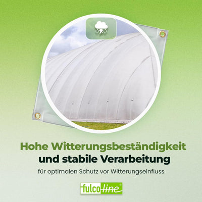 Fulcoline Abdeckplane 700g (Weiss, 2,40 m x 2,00 m) mit Saum und Ösen – Handgefertigt & Robust – Abd
