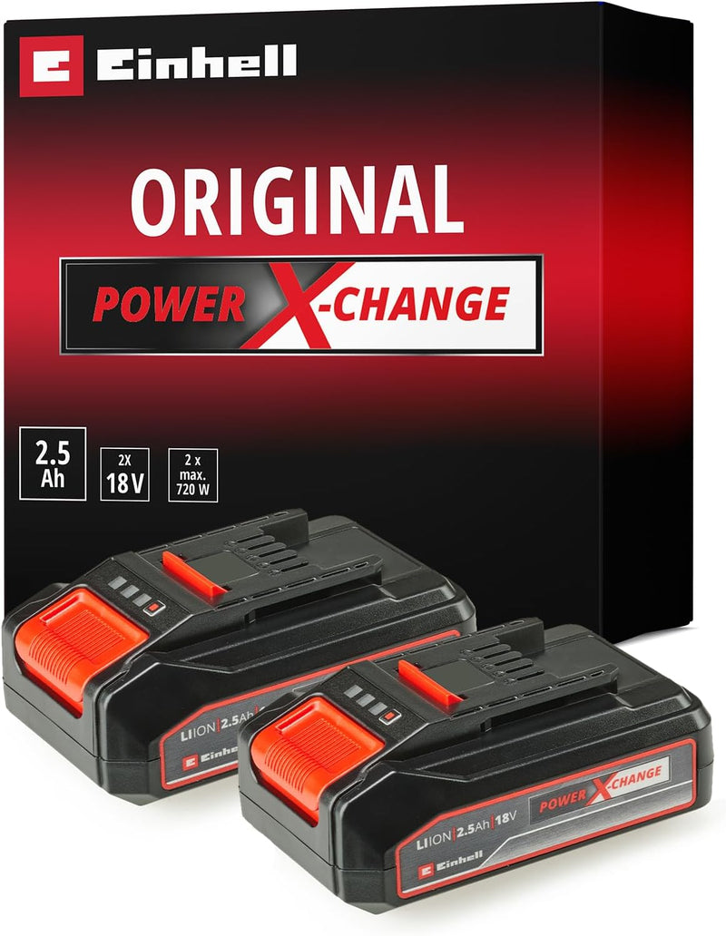 Original Einhell Akku PXC-Twinpack 2,5 Ah Power X-Change (Li-Ion, 18 V, 2x 2,5 Ah-Akkus, universell