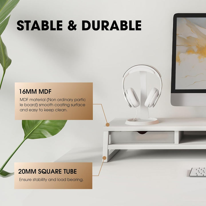 Fenge Dual Monitorständer Riser mit 2 Acryl Schubladen 2 Etagen 108cm Computer Bildschirmständer für