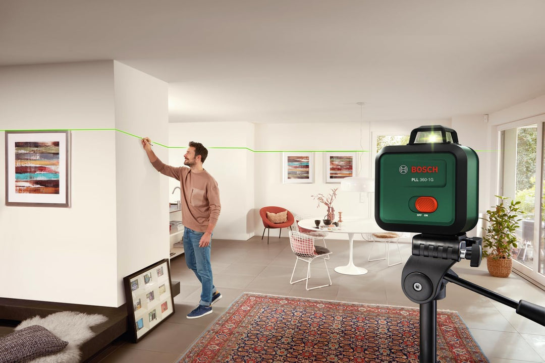 Bosch Linienlaser PLL 360-1G (360° grüner Laser, selbstnivellierend, ±0,4 mm/m Genauigkeit, integrie