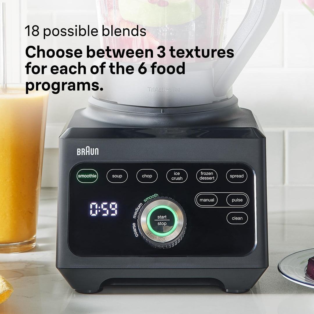 Braun Hochleistungsmixer PowerBlend 9 JB9040 – Standmixer mit Glas-Mixkrug, 18 Mixprogramme, 10 Gesc