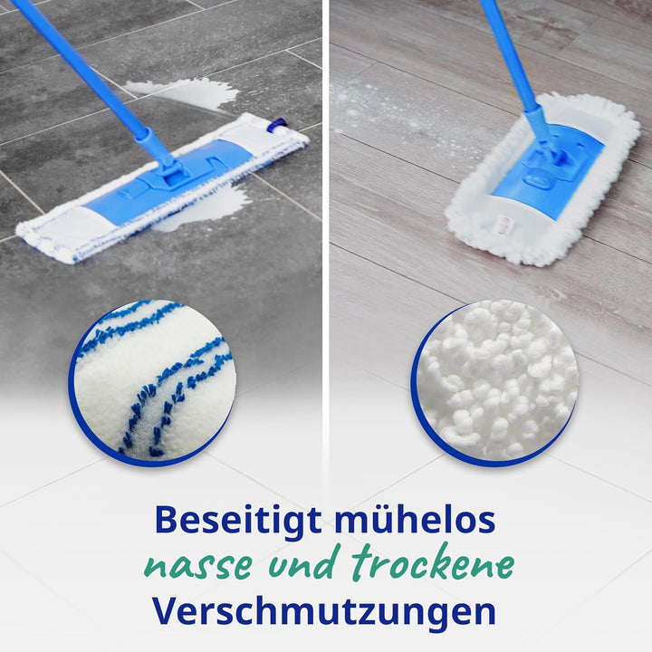 Spontex Bodenwischer mit extra flachem Mopp | Vielseitiger Wischmopp mit Mikrofaserbezug für nasses