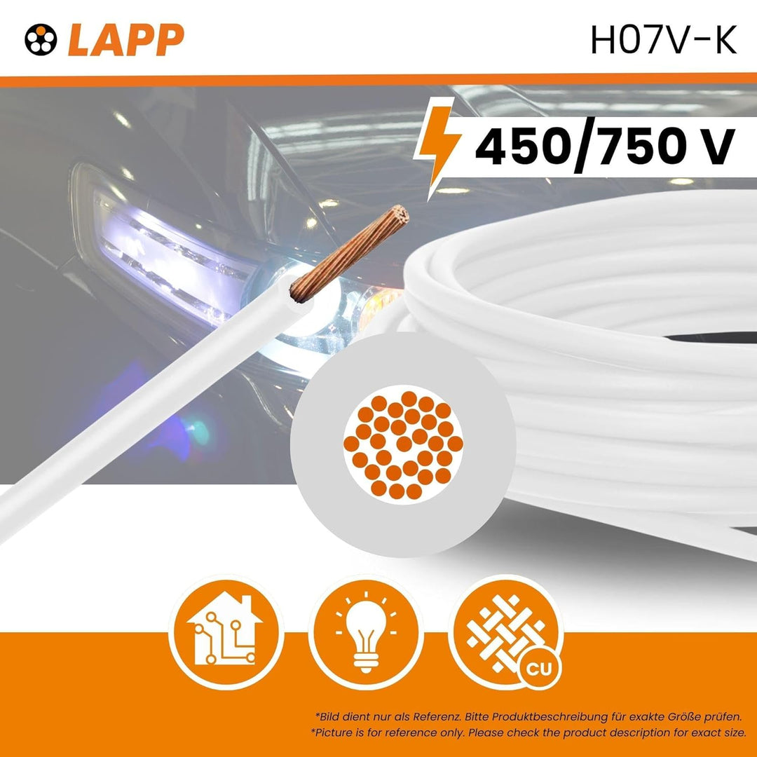 100m Lapp 4520051 PVC Einzelader H07V-K 1,5 mm² weiss
