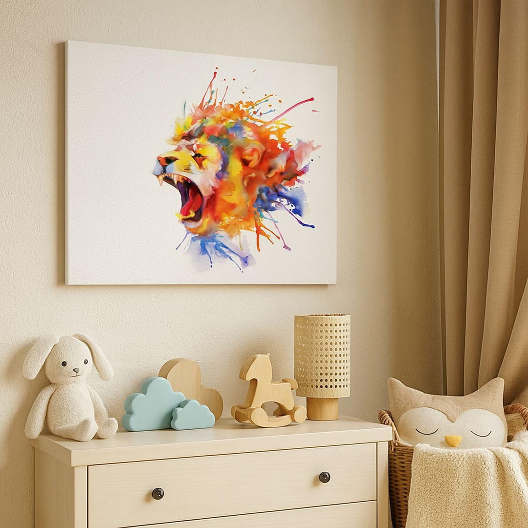 Bilder auf Leinwand Löwe modern Malerei Tier Leinwandbild 70x50cm Wandbilder Dekoration Wohnzimmer S
