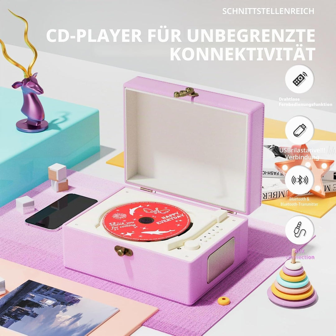 Yintiny CD-Player aus Leder mit Lautsprechern für Heimdekoration