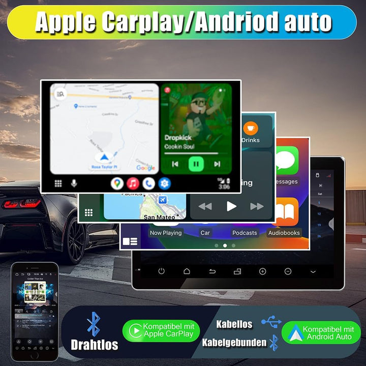 Amaseaudio Android 10 Autoradio, DSP+, 10.1" 90 gedreht Touchscreen, 2 Din für Universal, DSP+, Unte