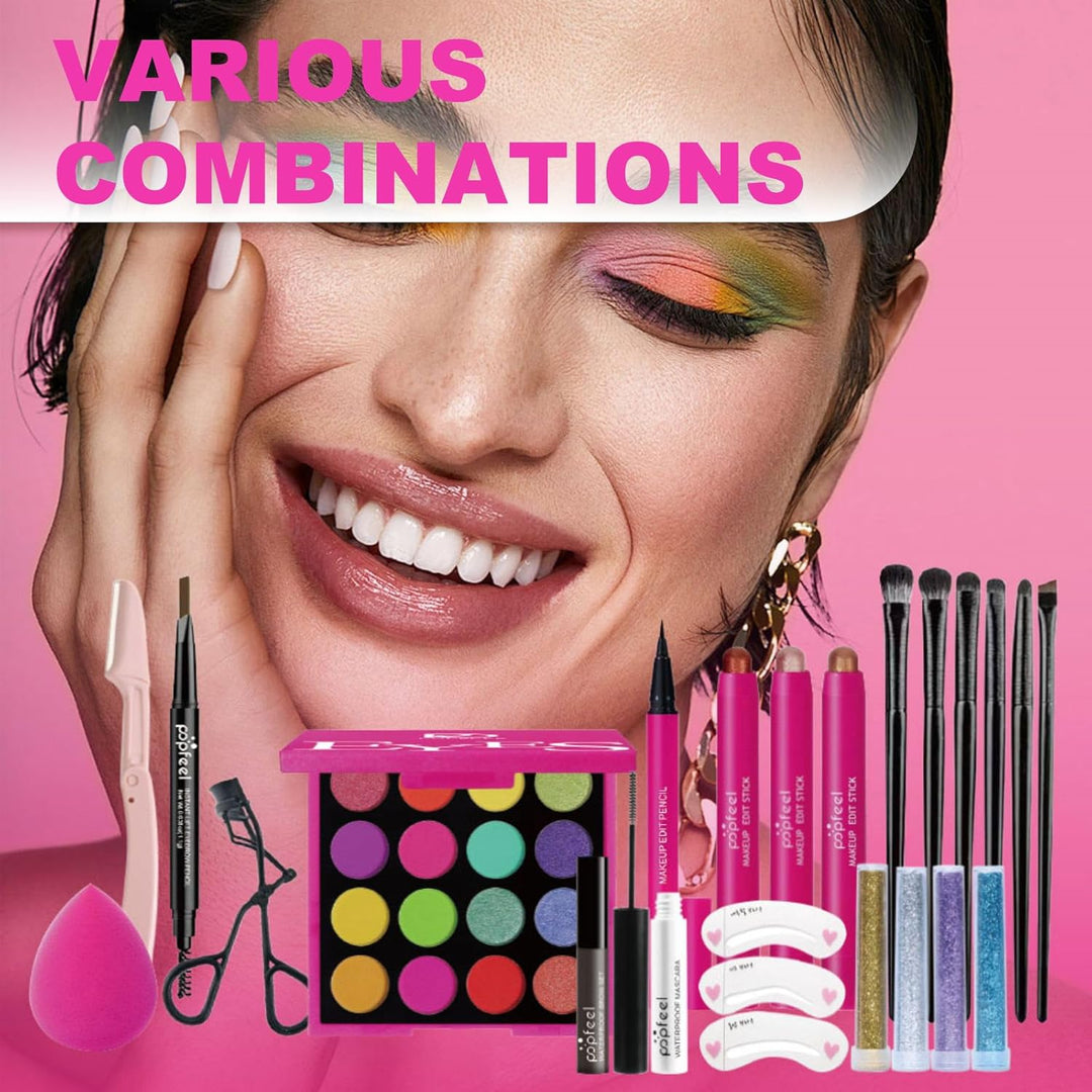 RoseFlower Schminke Set Profi Make Up Set Teenager Mädchen Schminkkoffer Kosmetische Makeup Paletten
