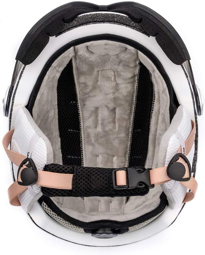 meteor Skihelm Kinder Snowboard Helm Herren Ski Helmet fur Mädchen Jungen Skihelm Damen, Weiss H.