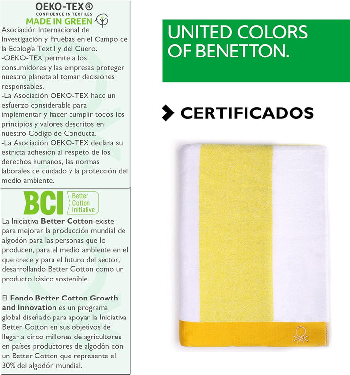 United Colours of Benefitton Strandtuch, 90 x 160 cm, 450 g/m², Frottee, 100% Baumwolle, Grün + Gelb