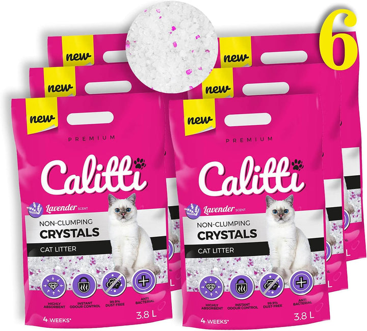 Calitti - Silikat Katzenstreu | Premium Crystals Silikatstreu | Antibakteriell Katzensand mit frisch