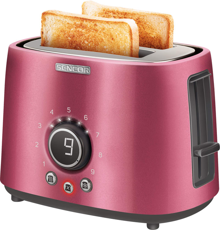SENCOR STS 6054RD 2-Scheiben-Toaster (1000 Watt, Elektronischer Timer - 9 Stufen der Röstintensitätr