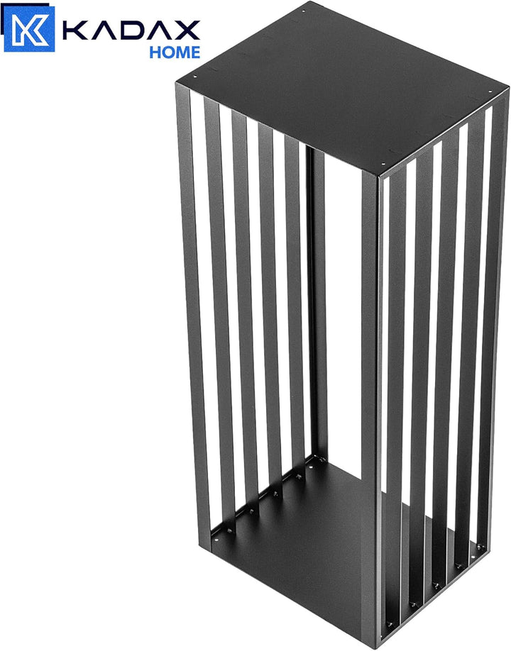 KADAX Kaminholzgestell, Kaminholzgestell aus robusten Stahl, schwarzer Kaminholzhalter, pulverbeschi