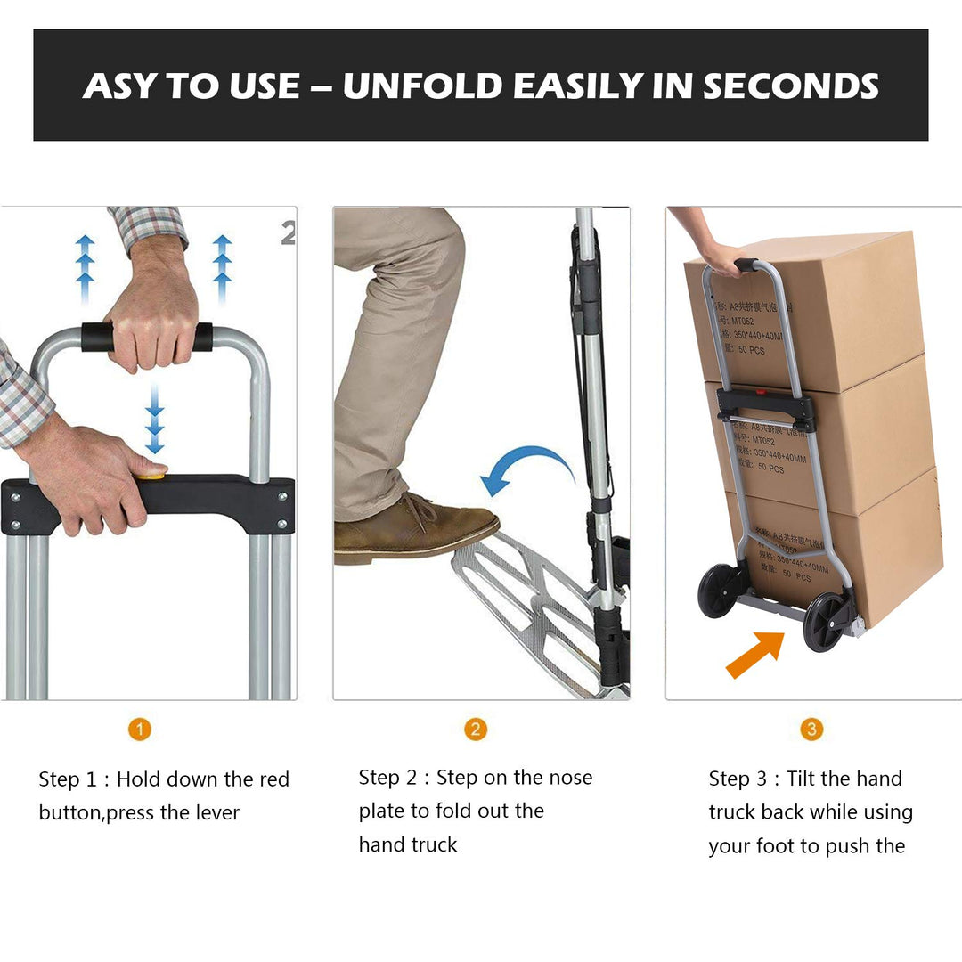 Sackkarre Alu Klappbar Handkarren Transportkarre 100 kg Belastbarkeit für Einkaufen, Reisen, Umzug 1